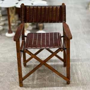 Chaise pliante moderne de luxe en cuir véritable avec structure en bois - Product Image 4