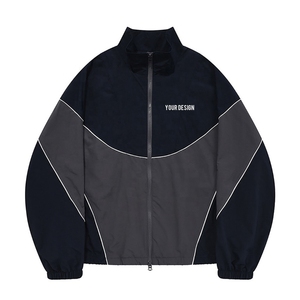 Custom <b>Zip</b> <b>up</b> Embroidered Logo Retro Nylon Track <b>Jacket</b> With Piping Blank Softshell Outdoor <b>Jacket</b> Windbreaker Men - Product Image 1