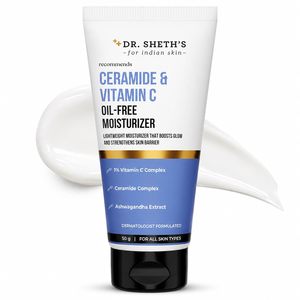 Hydratant visage sans huile Dr Sheths à la céramide et à la vitamine C pour peaux grasses |   Combinaison de peaux mixtes et sujettes à l'acné |   Hydrate et illumine |   50g - Product Image 1