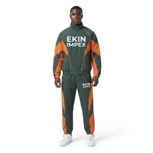Custom Logo Men’s Tracksuit Set Color Block <b>Zip</b> <b>Up</b> <b>Jacket</b> and Jogger Pants Wholesale Activewear - Product Image 3