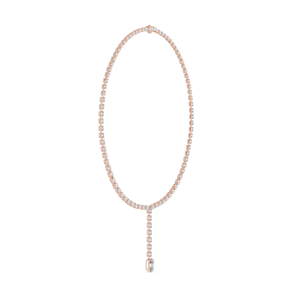 Collier Lariat de Luxe en Or Rose 18 carats avec Diamants de Laboratoire Taille Ovale, Plaqué Rhodium, Pierre Latérale Taille Poire 15,4 carats - Product Image 3