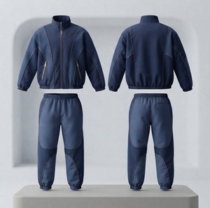Unisex <b>White</b> And Light Blue Color Blocking Tracksuit Set Full Sleeve Zipper Sporty <b>Jogger</b> With Side Pockets Lightweight - Product Image 5