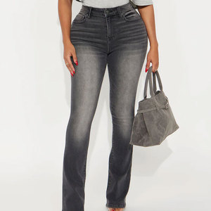 Wholesale Custom Women <b>Stretch</b> High Waist <b>Denim</b> Pants Top Quality Customized Design Printed Women <b>Denim</b> Pants In Low Moq - Product Image 1
