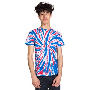 Camiseta de Manga Corta Tie Dye Personalizada de Alta Calidad para Hombre, Cuello Redondo, Corte Regular, Algodón, Estampado Informal - Product Image 1