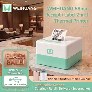 Imprimante thermique de reçus et d'étiquettes POS P20 Mini 58 mm couleur vert menthe avec USB+BT noir et blanc en stock - Product Image 5