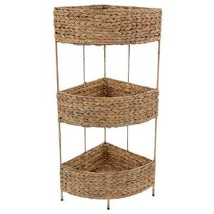 Estante de Almacenamiento Boho Chic de Jacinto de Agua Natural, Hermosa Cesta Trenzada con Motivos, Librería de Esquina, Organizador de Juguetes, Estante de Exhibición - Product Image 1