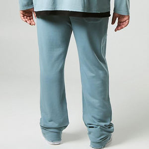 Pantalon de survêtement homme bleu clair avec logo personnalisé, taille élastique, logo imprimé par transfert thermique sur la jambe droite, style décontracté, tricoté mi-lourd - Product Image 5