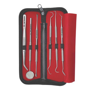 Kit d'hygiène dentaire professionnel en acier inoxydable pour soins bucco-dentaires profonds, comprenant un nettoyeur de gencives, un détartreur en forme de faucille, une sonde dentaire et un grattoir à tartre - Product Image 3