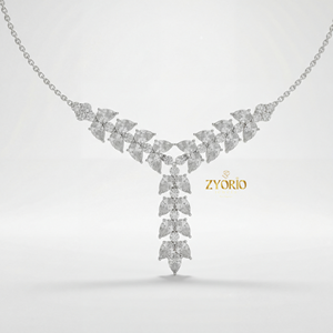 Collier pendentif de luxe pour femme en argent avec cascade florale de diamants de laboratoire, design durable, pour fiançailles, mariage, anniversaire, fête - Product Image 1