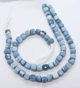 AAA Natural <b>Blue</b> Opal Shaded Faceted Cube <b>Beads</b> 7-8 MM <b>Blue</b> Opal Box Shape Gemstone <b>Beads</b> 8 Inch 3D Cube <b>Beads</b> <b>Beads</b> For Jewelry - Product Image 3