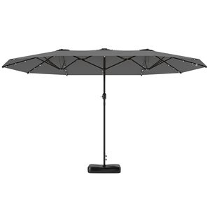 Ombrellone da Giardino a Doppia Faccia da 4,3 Metri con Luci Solari a LED e Base Grigia - Product Image 1