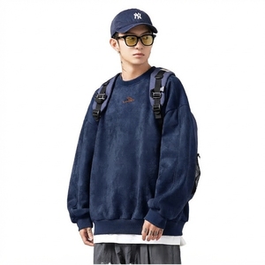 Sudadera con capucha estampada ecológica de punto de manga larga con cuello redondo oversize para hombre, estilo hip hop casual urbano, venta al por mayor - Product Image 2