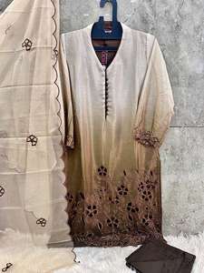 Elegante Heavy Chinon Shalwar Kameez con fondo estirable y Organza Dupatta XL Tamaño (42) para adultos Ocasiones elegantes - Product Image 3