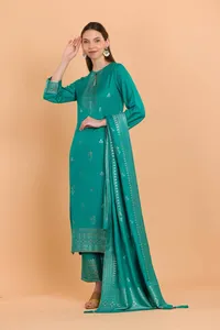 Tissu de robe non cousu Safaa Premium en viscose, pour costumes d'hiver pakistanais avec étole - Product Image 5