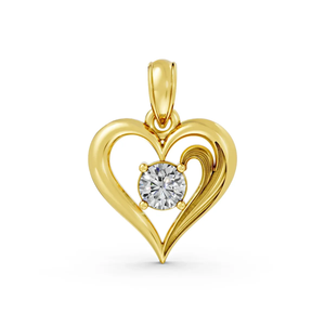 Lab Grown Diamond Heart Pendant 14K Yellow Gold IGI Certified Solitaire Love <b>Necklace</b> Romantic Wedding Anniversary Gift for - Product Image 1