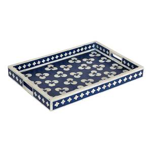 Plateau en os incrusté au design unique, finition polie, thème floral, artisanat indien, Uttar Pradesh, usage domestique - Product Image 2
