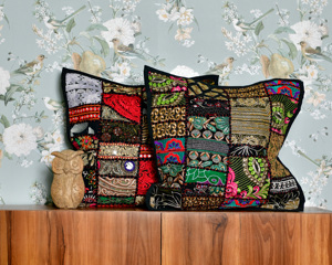 Funda de Almohada Artesanal Banjara de Algodón Ecológico, Vintage, Hecha a Mano, Bordada, Tapicería Tribal, Tapiz Decorativo - Product Image 1
