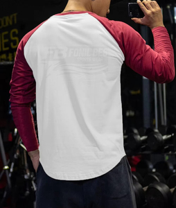 High Quality Breathable 100% Cotton 180g Solid Blank Front Gym Men Workout <b>Raglan</b> Sports T-Shirt <b>Top</b> Long Sleeve - Product Image 4