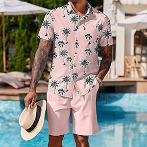 Conjunto de Camisa y Pantalones Cortos de Lino para Hombre, Ropa de Playa Transpirable, Conjunto de Verano Moderno para Hombre, Camisa y Pantalones Cortos a Juego - Product Image 2