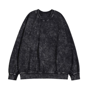 เสื้อสเวตเชิ้ตผู้ชายสไตล์วินเทจสีดำฟอกยีนส์ ผ้าฝ้าย 100% ทรงลำลองปักลายรักษ์โลก เหมาะสำหรับกิจกรรมกลางแจ้งในฤดูใบไม้ร่วง - Product Image 5