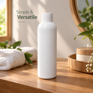 Bouteille ronde en HDPE de 200 ml avec bouchon à vis |   Contenant d'emballage cosmétique pour soins de la peau, soins capillaires, lotion, shampoing et produits de soins personnels - Product Image 3