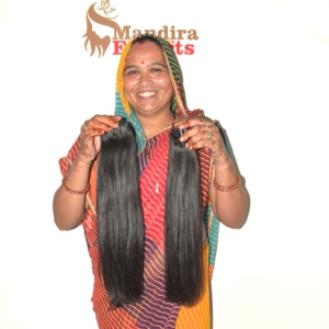 Extensions de cheveux humains indiens Remy bruts, longs, à cuticules alignées, double trame, double tirage, ondulés, couleur noire, pour la vente en gros - Product Image 1