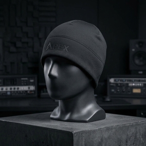 Bonnet technique noir personnalisé en tricot chaud, à revers, pour l'hiver, unisexe, extensible, vente en gros, fabricant - Product Image 1