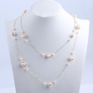 Collier long en perles d'eau douce empilées, ciel étoilé, élégant, tempérament simple, accessoires polyvalents - Product Image 1