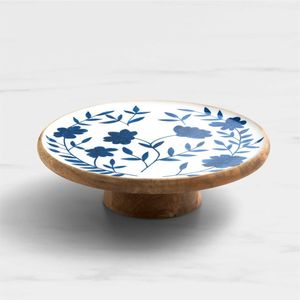 Solid Wood Cake Stand 10/12 Inch Round Pedestal Dessert Display <b>Server</b> Rustic Wedding Decor Handcrafted Acacia Wooden Cake Tray - Product Image 4