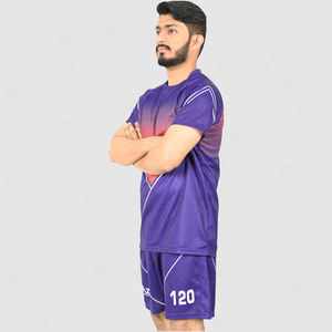 Ensemble de maillots de football de club personnalisés Nouveau design Uniforme de football à sublimation Uniforme d'équipe adulte respirant vert bleu foncé - Product Image 4