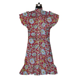 Traje de algodón elegante para damas, top informal de algodón con estampado floral para verano y otoño, hermoso algodón estampado a mano. - Product Image 5