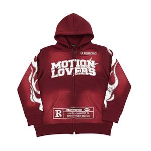 Motion Lovers Sweat à capuche zippé d'hiver imprimé sur mesure pour hommes femmes 100% coton polaire décontracté et vêtements de rue - Product Image 4