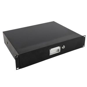 19\" 2U Black Steel Plate DJ Drawer Equipment Cabinet with Keys Audio Sound Equipment Storage Solution - Product Image 6