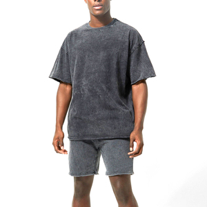 Conjunto de Camisa y Pantalones Cortos para Hombre, Estilo Vintage, Lavado Ácido, Manga Corta, Dos Piezas, Ropa Casual Urbana, Personalizable, Venta al Por Mayor - Product Image 2