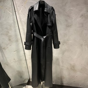 Trendy Fashion Women Cowhide Long Coats <b>Sheepskin</b> Leather <b>Jackets</b> For Women's Wholesale Women Genuine Leather Long Coat - Product Image 4