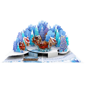 Handmade Eco-Friendly 3D Pop up Birthday Card-Winter Village Santa Sleigh Angel Art <b>Paper</b> Gift - Product Image 1