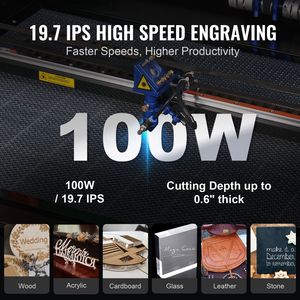Máquina de Grabado y Corte Láser CO2 M2 de 100W, 24 x 35, 19.7 IPS, Asistencia de Aire Bidireccional, Compatible con LightBurn, Corel, Sistema de Control Ruida - Product Image 3