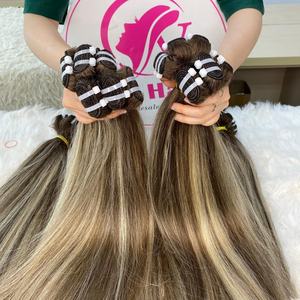 Extensiones de cabello humano brasileño 100% al por mayor trama recta natural de alta calidad en encaje transparente de color rubio - Product Image 1