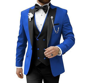 Costume de smoking en velours côtelé rouge pour homme avec revers noirs, gilet à simple boutonnage, nœud papillon, respirant, style britannique, tenue de cérémonie pour adultes - Product Image 2