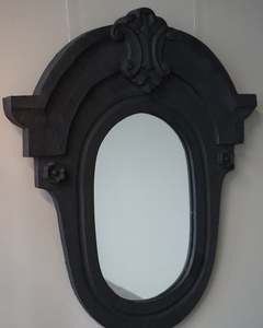 Miroir mural antique en bois sculpté noir mat, miroir décoratif vintage orné pour la maison, la chambre, le couloir, décoration d'appoint - Product Image 5