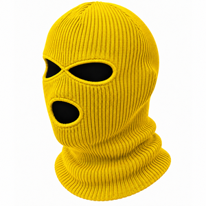 Yellow Knitted Balaclava Full Face Cover Winter <b>Warm</b> <b>Hat</b> Unisex Adult Outdoor 56-58CM Striped Style - Product Image 4