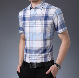 Chemise homme premium anti-rides coupe ajustée – Manches courtes, style business décontracté, rayée, tissu infroissable, nouveau style - Product Image 1