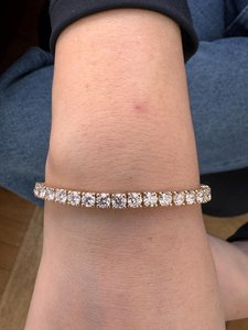 Magnifique bracelet tennis en diamants de laboratoire ronds de 3 mm, pour homme et femme, en or massif 14 carats, cadeau de mariage classique et surprise pour les amoureux - Product Image 1
