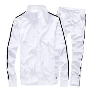 Ensemble de survêtement sportif bleu pour homme, veste à col montant zippée et pantalon de jogging, couleur unie, respirant, léger, en molleton tricoté - Product Image 5