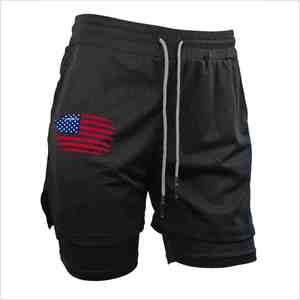 Men's <b>Black</b> Spandex Mid Waist Drawstring Breathable Quick Dry Casual Athletic Shorts - Product Image 1