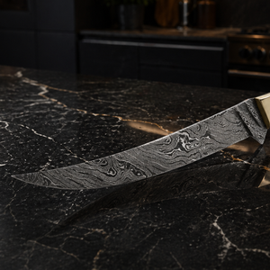 Custom Handmade Modern Ambidextrous Boning <b>Knife</b> Damascus Steel Blade 3.0mm Thickness <b>Bone</b> <b>Handle</b> Leather Sheath 9 Extra Sharp - Product Image 3