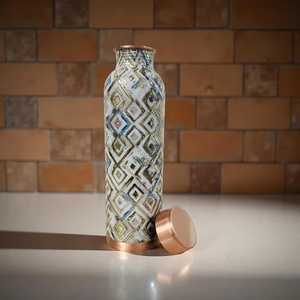 Bohemian Printed <b>Metal</b> <b>Water</b> <b>Bottle</b> With Copper Lid Portable Travel Drinkware - Product Image 2