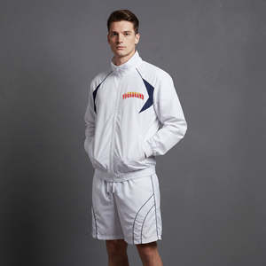 Ensemble streetwear deux pièces coupe-vent sur mesure pour homme grande taille, 100 % coton, imprimé uni, respirant, pour l'été - Product Image 5