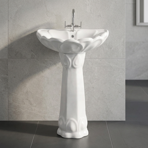 Nuevo Lavabo Decorativo de Cerámica Moderno con Pedestal, Lavabo Independiente de Estilo Europeo para Instalar en el Suelo - Product Image 1