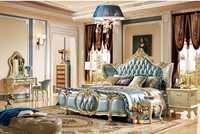 Ensemble de chambre à coucher en bois massif fait main et sculpté à la main, taille King Size, design moderne, luxueux, élégant, royal, classique, 4 tiroirs, pour maison, villa, mariage